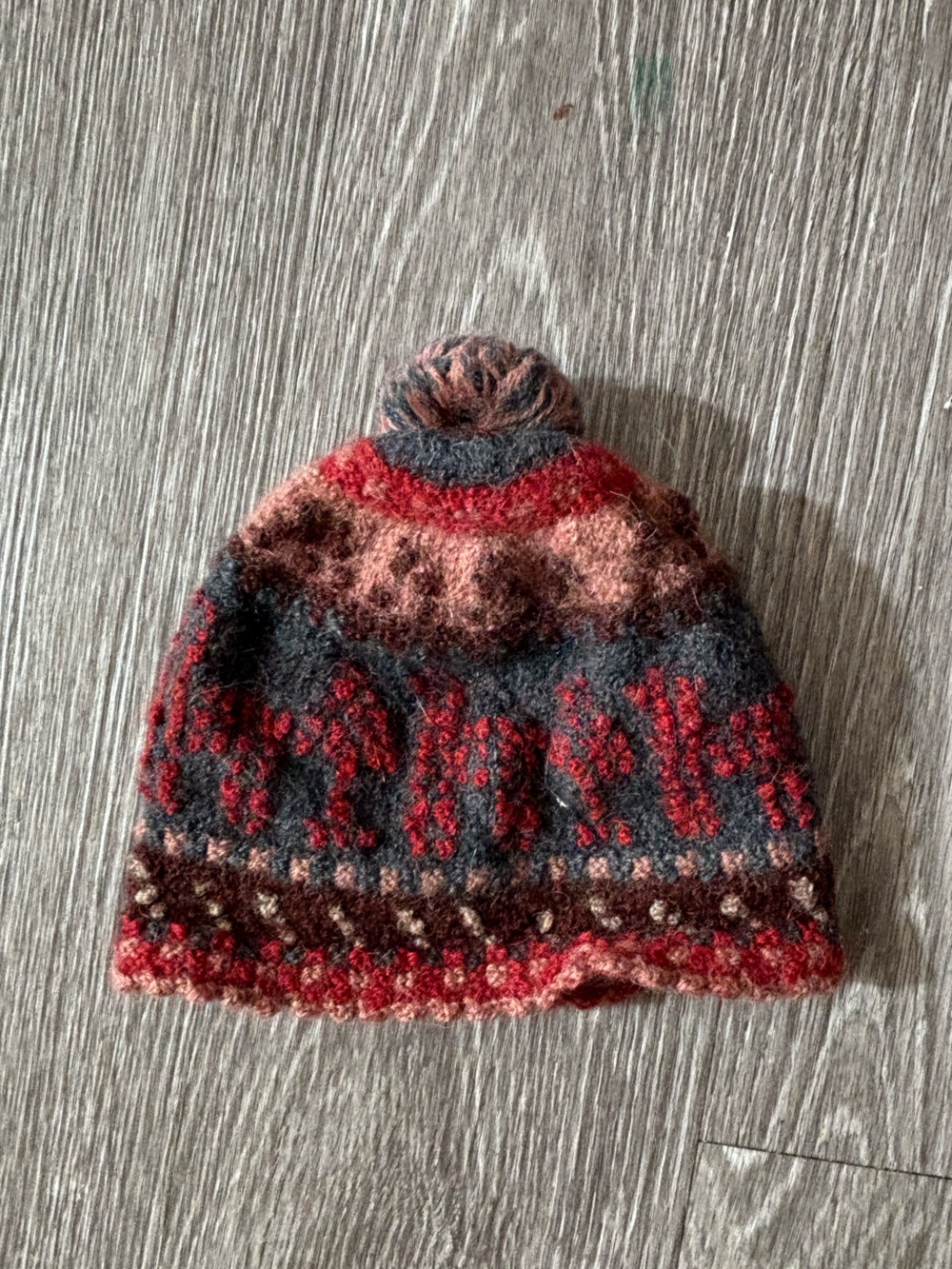 Child Peruvian Connection Multicolor Alpaca Knit Hat in Red, Brown & Gray